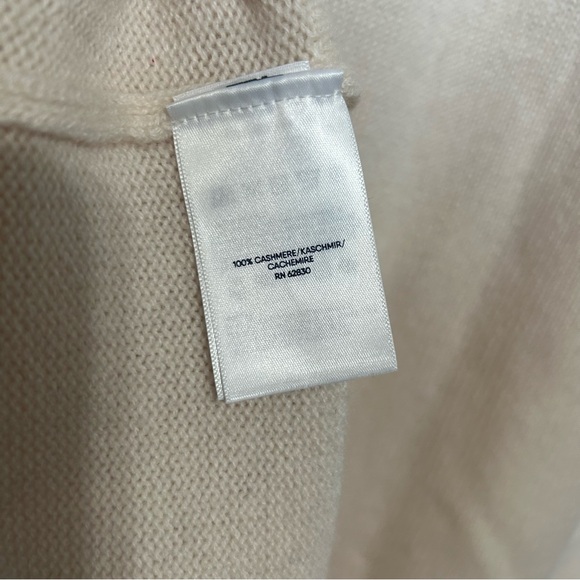 Lands End Classic 100% Cashmere Turtle Neck Sweater Sz M Cream - Picture 7 of 8
